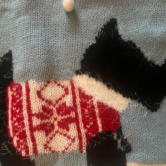 Ugly Christmas Sweater Collection Woman 1X Plus Scotty Dogs Blue snow pomp pom - Picture 5 of 15